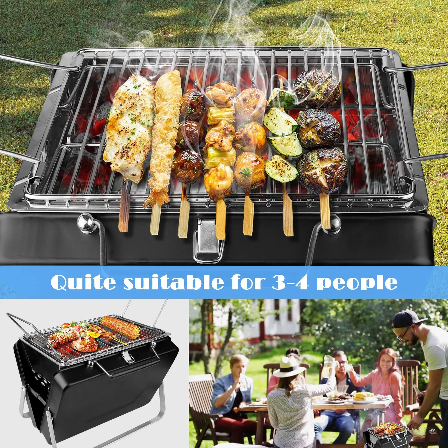 Mini barbecue grill outdoor folding portable 2 people small