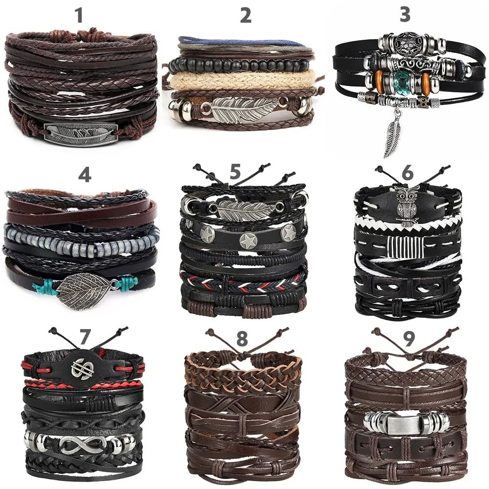 Multilayer Leather Braided Handmade Wrap Bracelets