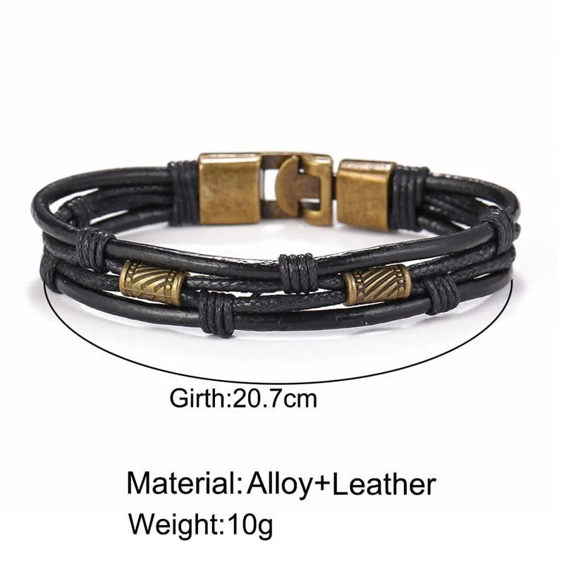 Multilayer Leather Braided Handmade Wrap Bracelets