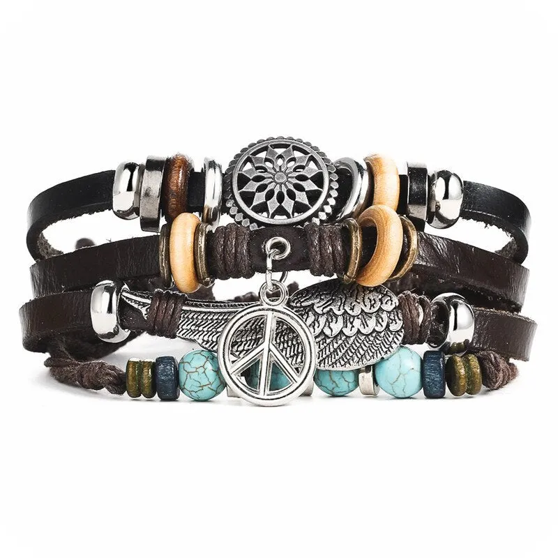 Multilayer Leather Braided Handmade Wrap Bracelets