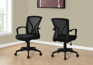 Office Chair, Adjustable Height, Swivel, Ergonomic, Armrests, Computer Desk, Work, Black Mesh, Black Metal, Contemporary, Modern