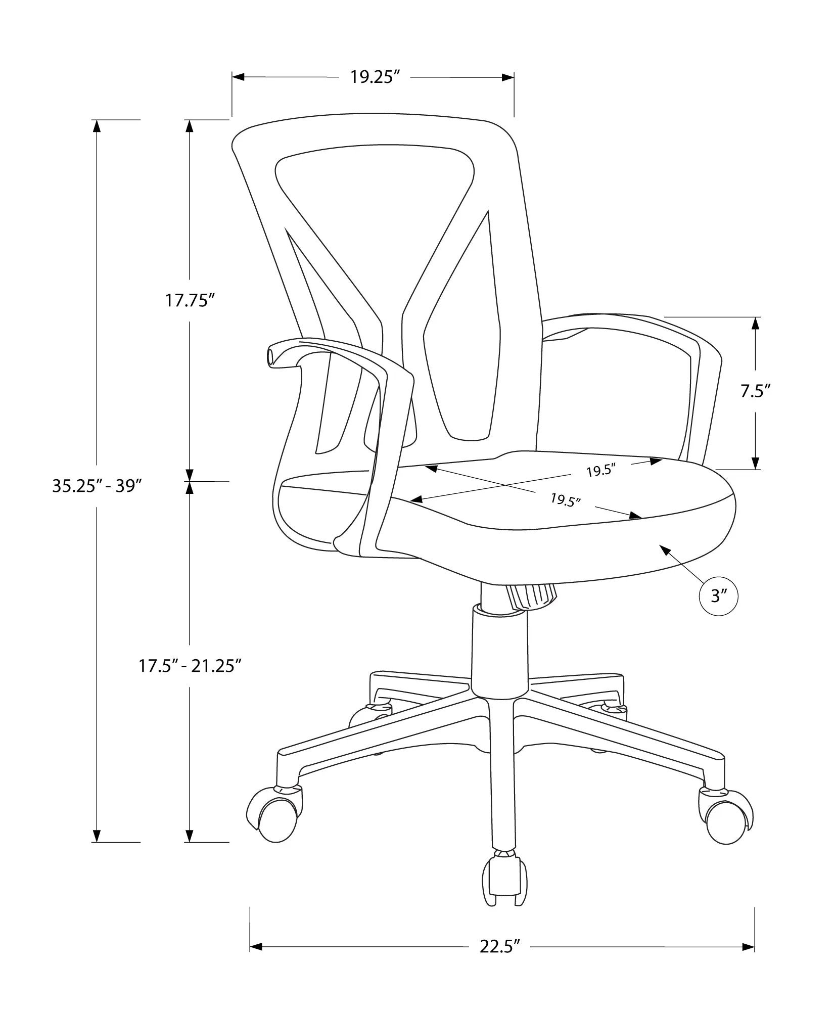 Office Chair, Adjustable Height, Swivel, Ergonomic, Armrests, Computer Desk, Work, Black Mesh, Black Metal, Contemporary, Modern