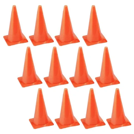 One Dozen 12" Tall Cones Orange