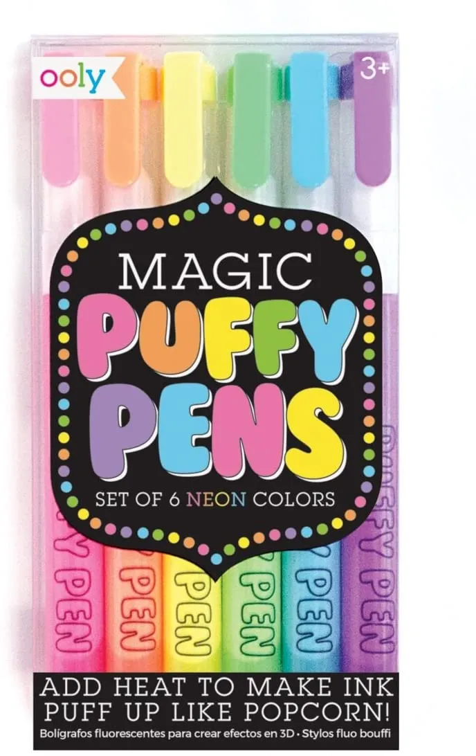 Ooly Magic Puffy Pens - 6 Neon Colors