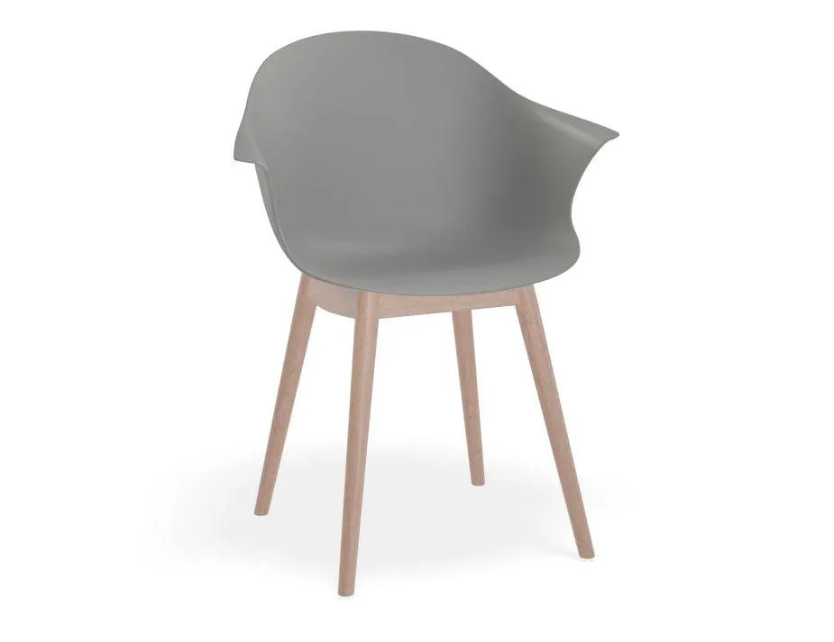 Pebble Armchair Grey with Shell Seat - Pyramid Fixed Base with Castors