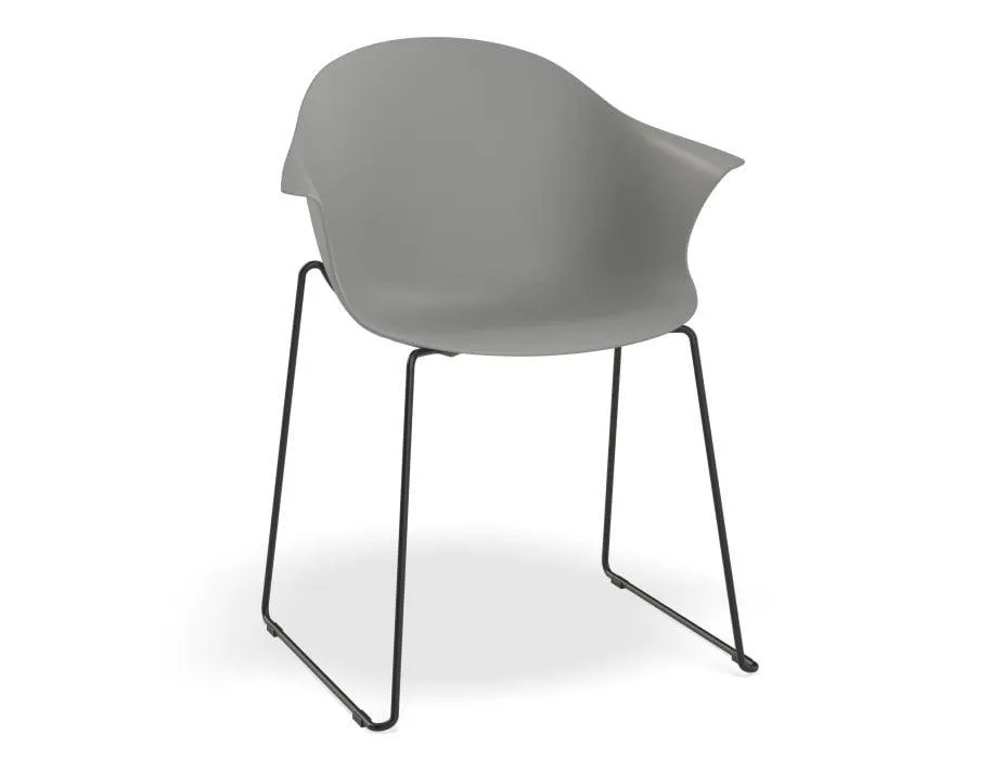 Pebble Armchair Grey with Shell Seat - Pyramid Fixed Base with Castors