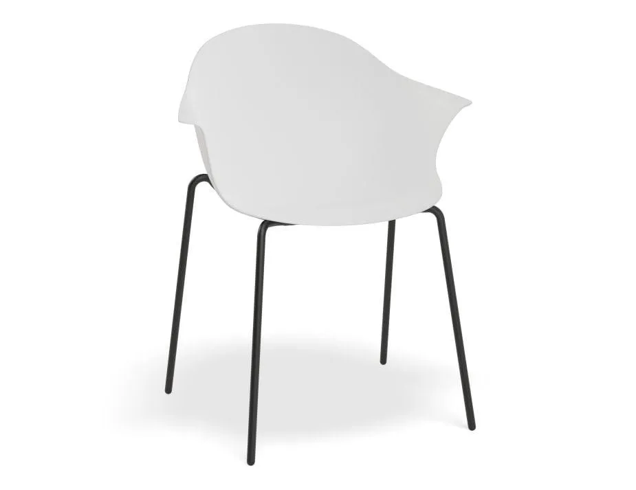 Pebble Armchair White with Shell Seat - Pyramid Fixed Base with Castors