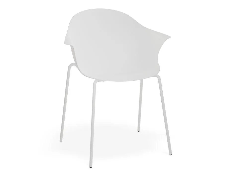 Pebble Armchair White with Shell Seat - Pyramid Fixed Base with Castors