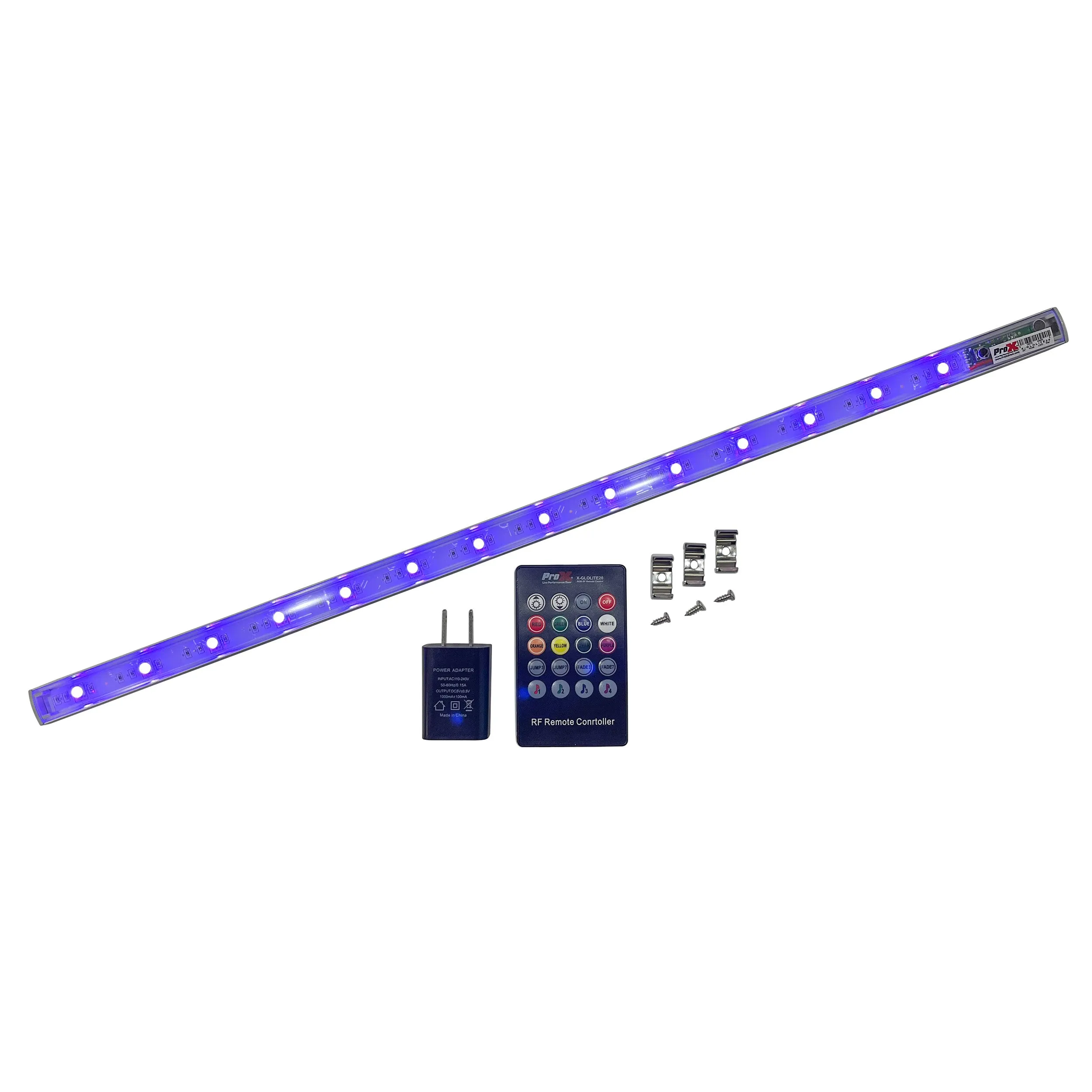 ProX X-GLOLITE20 GLOLITE 20" RGB LED Accent Lighting Fixture Aluminum Body RF Remote Controlled USB Powered