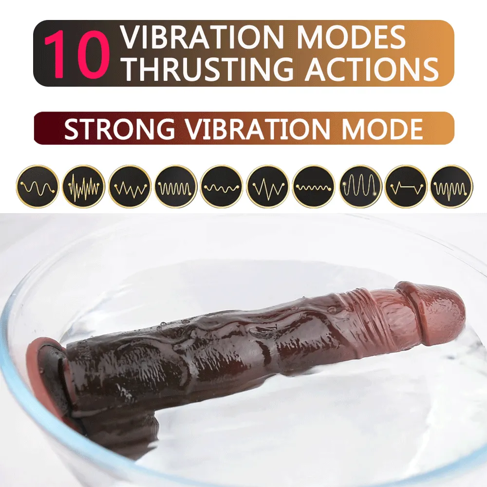 Realistic Black Dildo Thrusting Butt Plug - Remote Control Vibrating Anal Sex Toys for Women