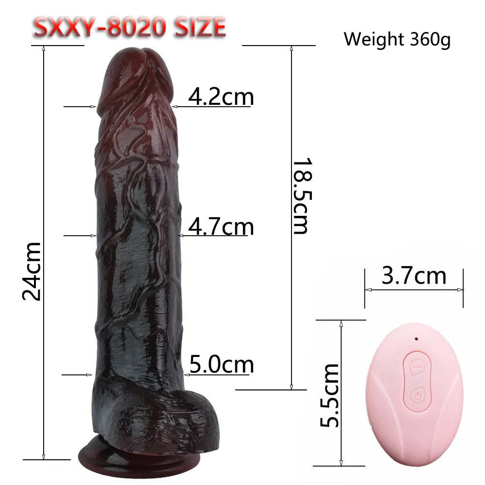 Realistic Black Dildo Thrusting Butt Plug - Remote Control Vibrating Anal Sex Toys for Women