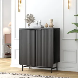 relaxed WESOME 30" Black Nightstand Fluted Door Accent Cabinet