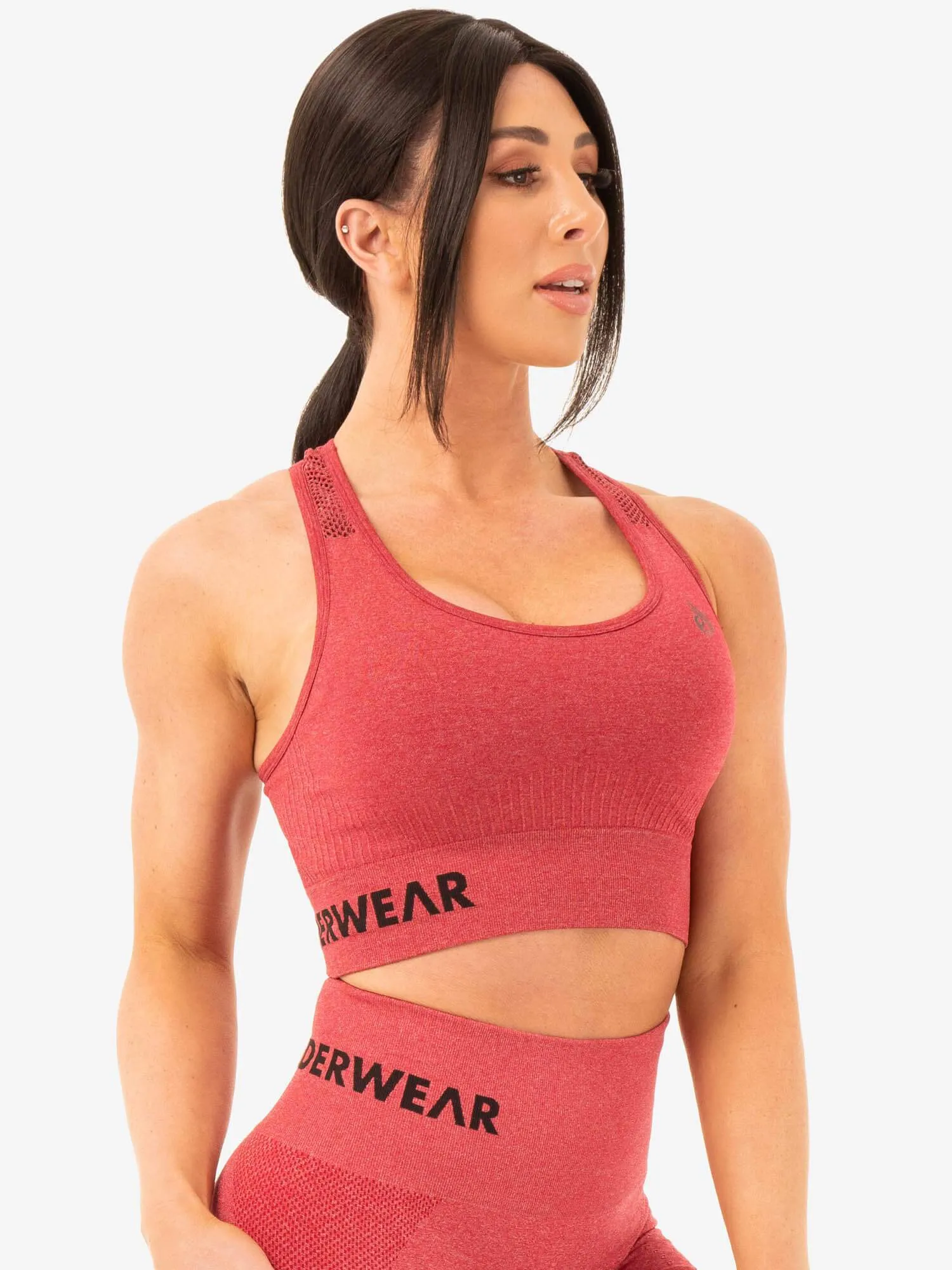 Seamless Staples Sports Bra - Cherry Red Marl