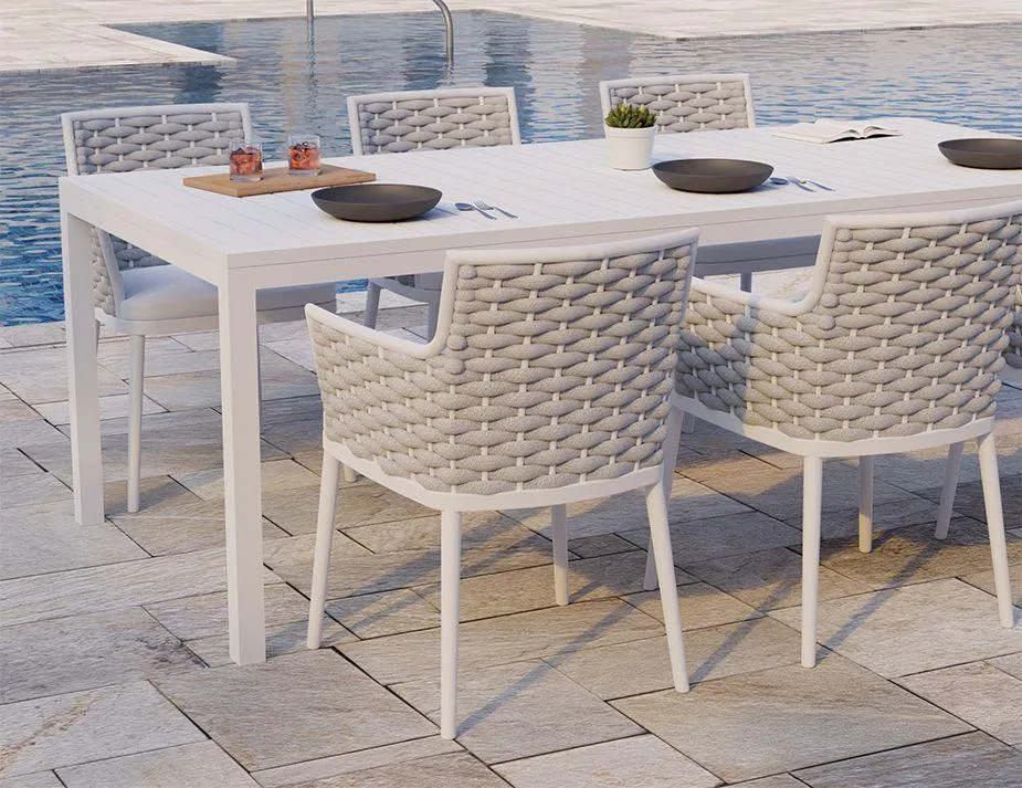 Siano Dining Chair - Outdoor - White - Light Grey Cushion