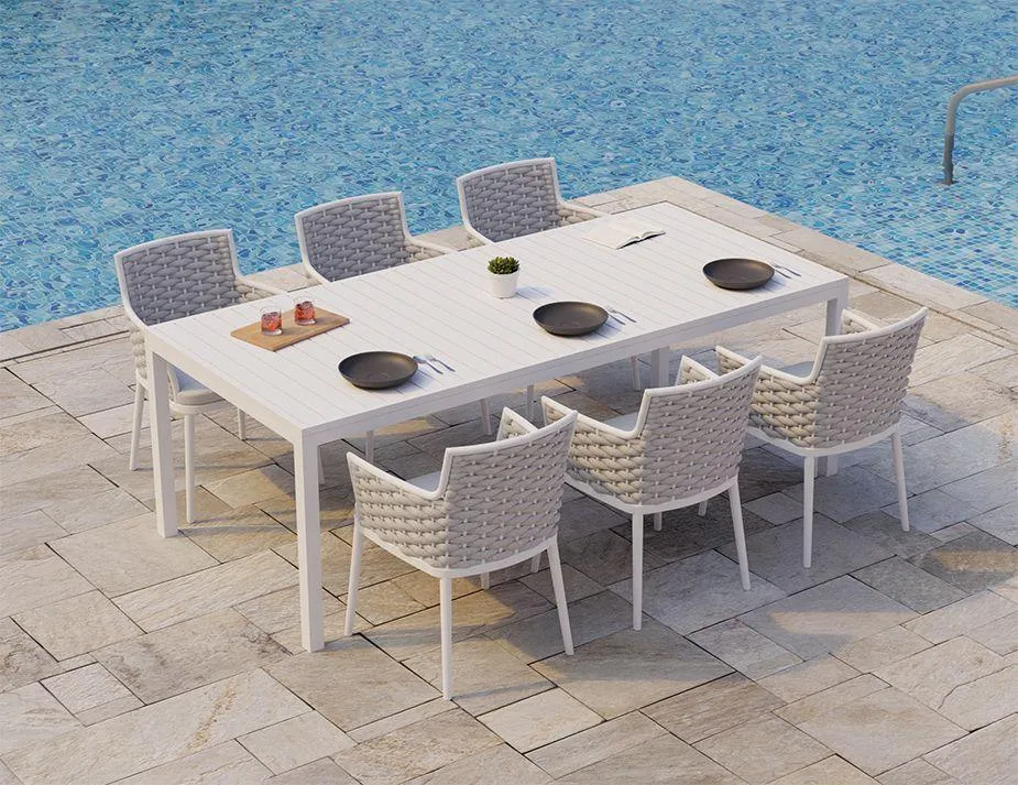 Siano Dining Chair - Outdoor - White - Light Grey Cushion