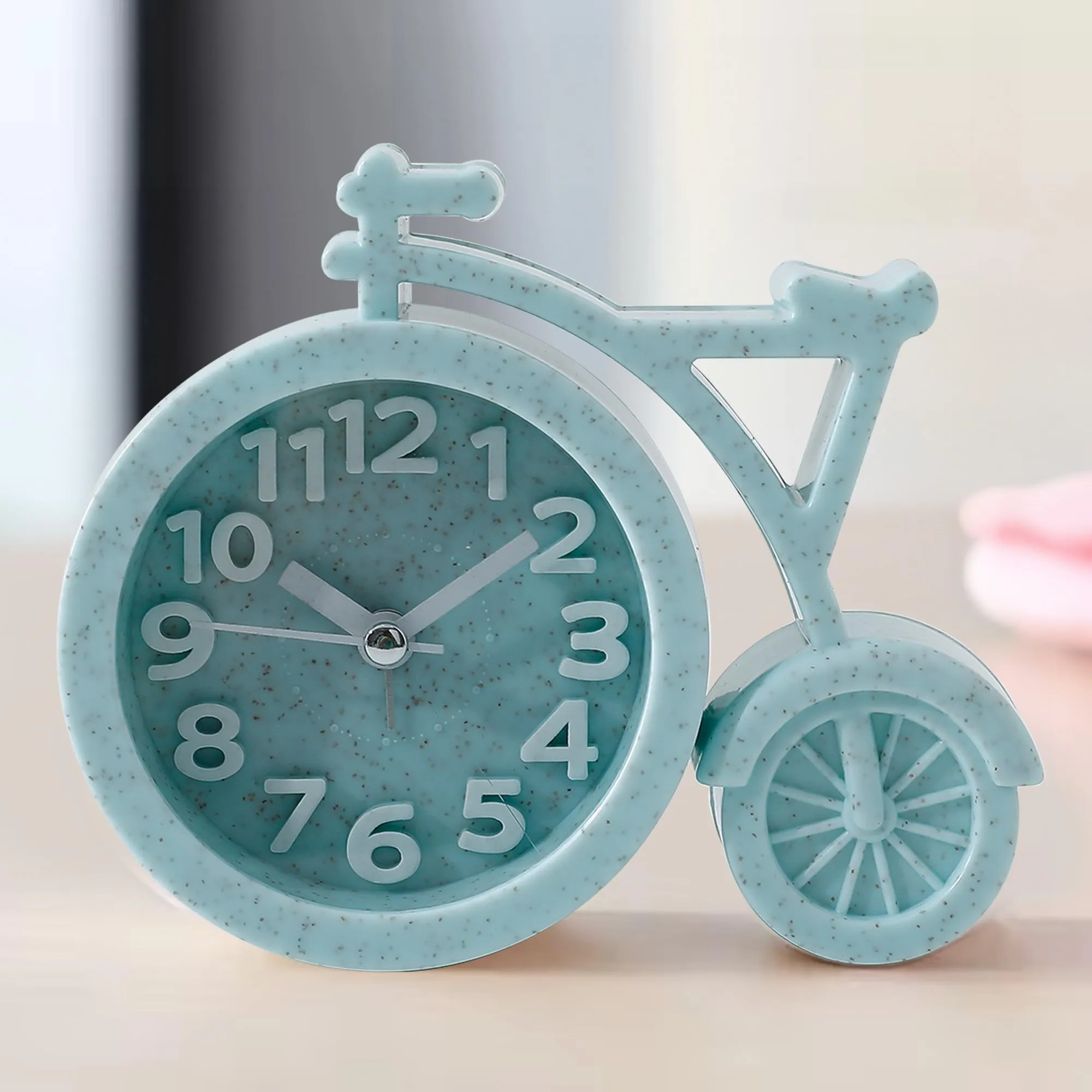 The Better Home Alarm Clock (13cm) |Alarm Clock for Students |Loud Alarm Clock for Heavy Sleepers |Mini Alarm Clock for Kids |Alarm Clock for Bedroom| Cycle Shaped Table Clock for Study Table -Green