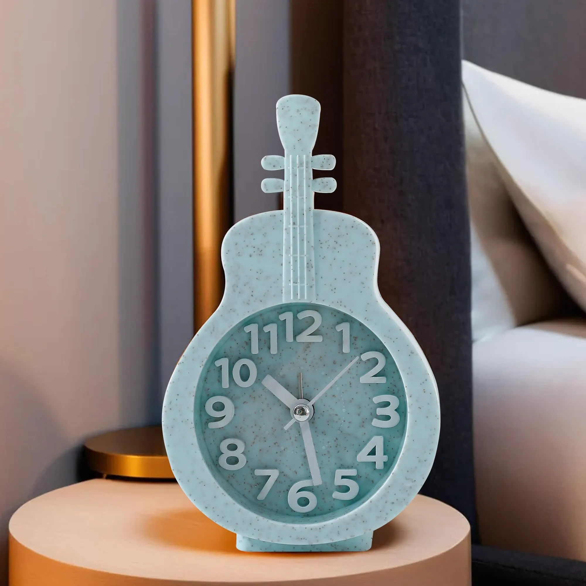 The Better Home Alarm Clock (15cm) |Alarm Clock for Students |Alarm Clock for Bedroom|Loud Alarm Clock for Heavy Sleepers |Mini Alarm Clock for Kids |Violin Shaped Table Clock for Study Table-Green