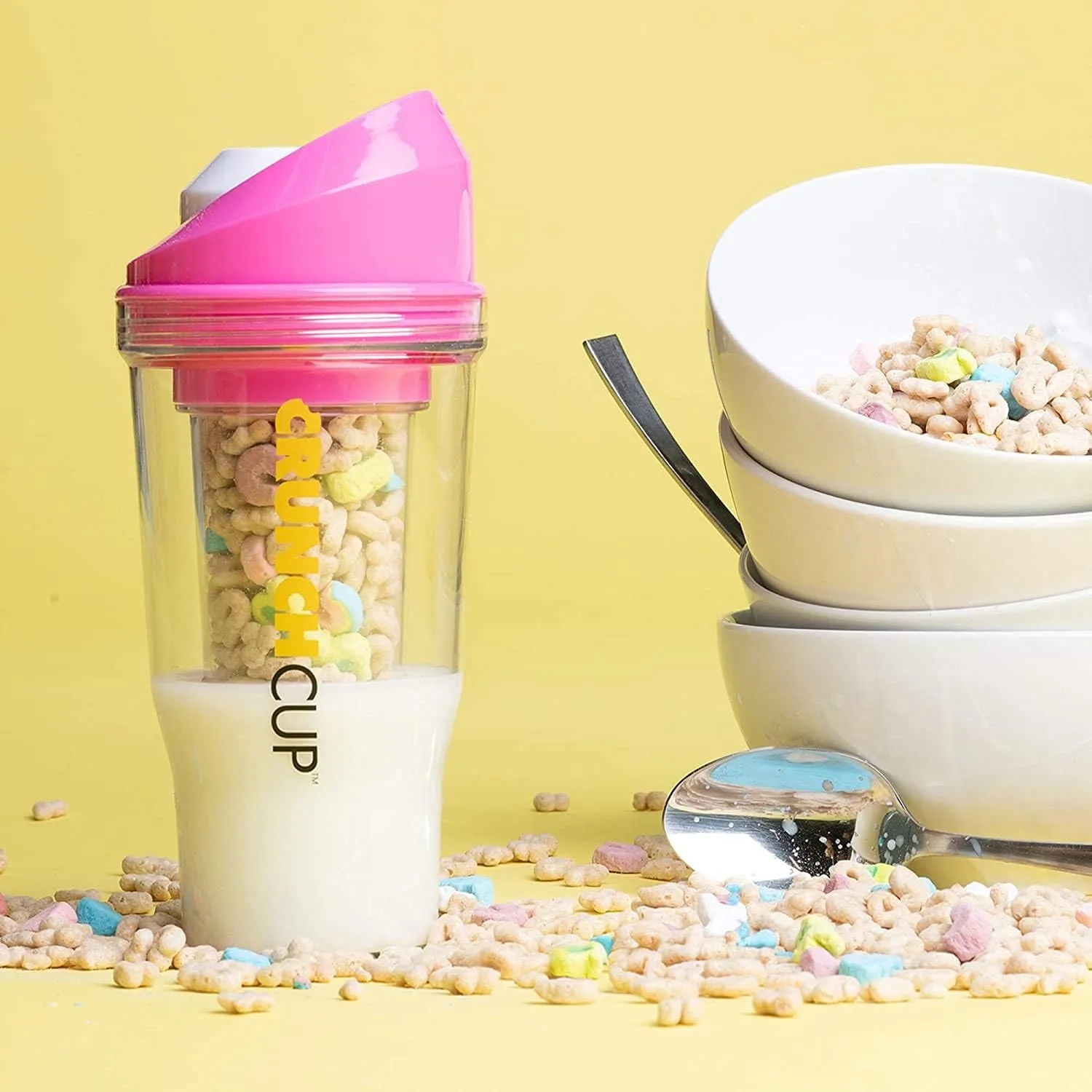 The CrunchCup XL - A Portable Cereal Cup  -  Pink