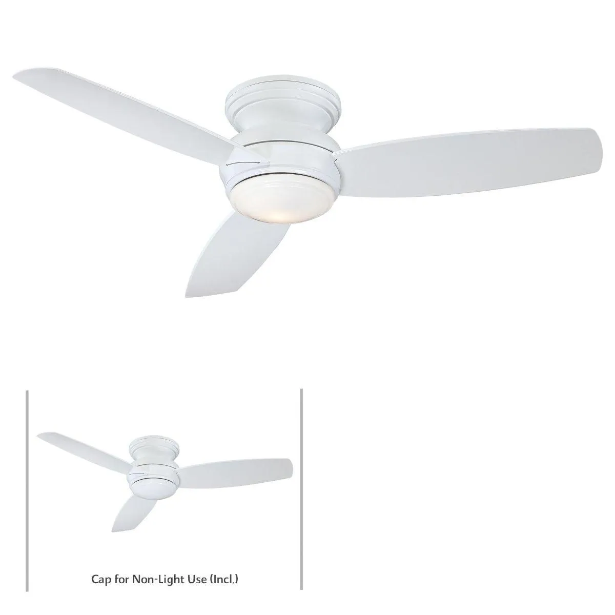 Traditional Concept LED 52" White Outdoor Hugger Ceiling Fan with Wall Control