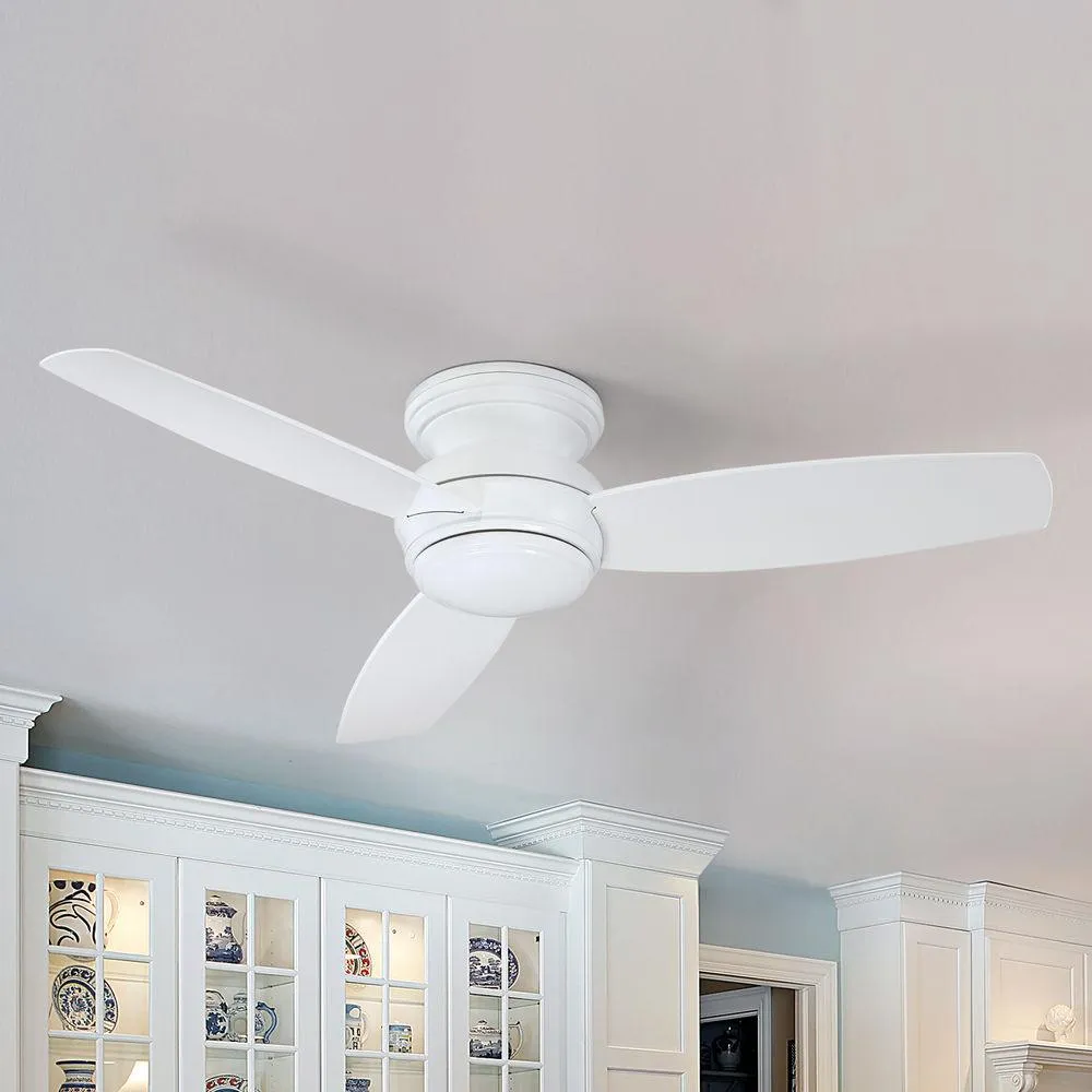 Traditional Concept LED 52" White Outdoor Hugger Ceiling Fan with Wall Control