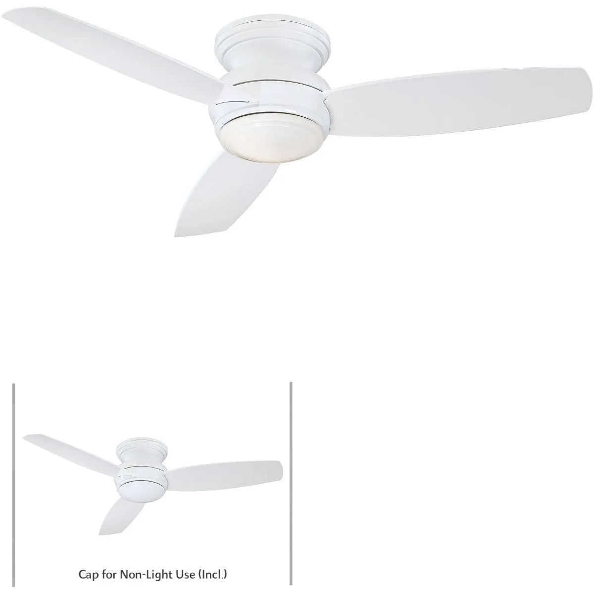 Traditional Concept LED 52" White Outdoor Hugger Ceiling Fan with Wall Control