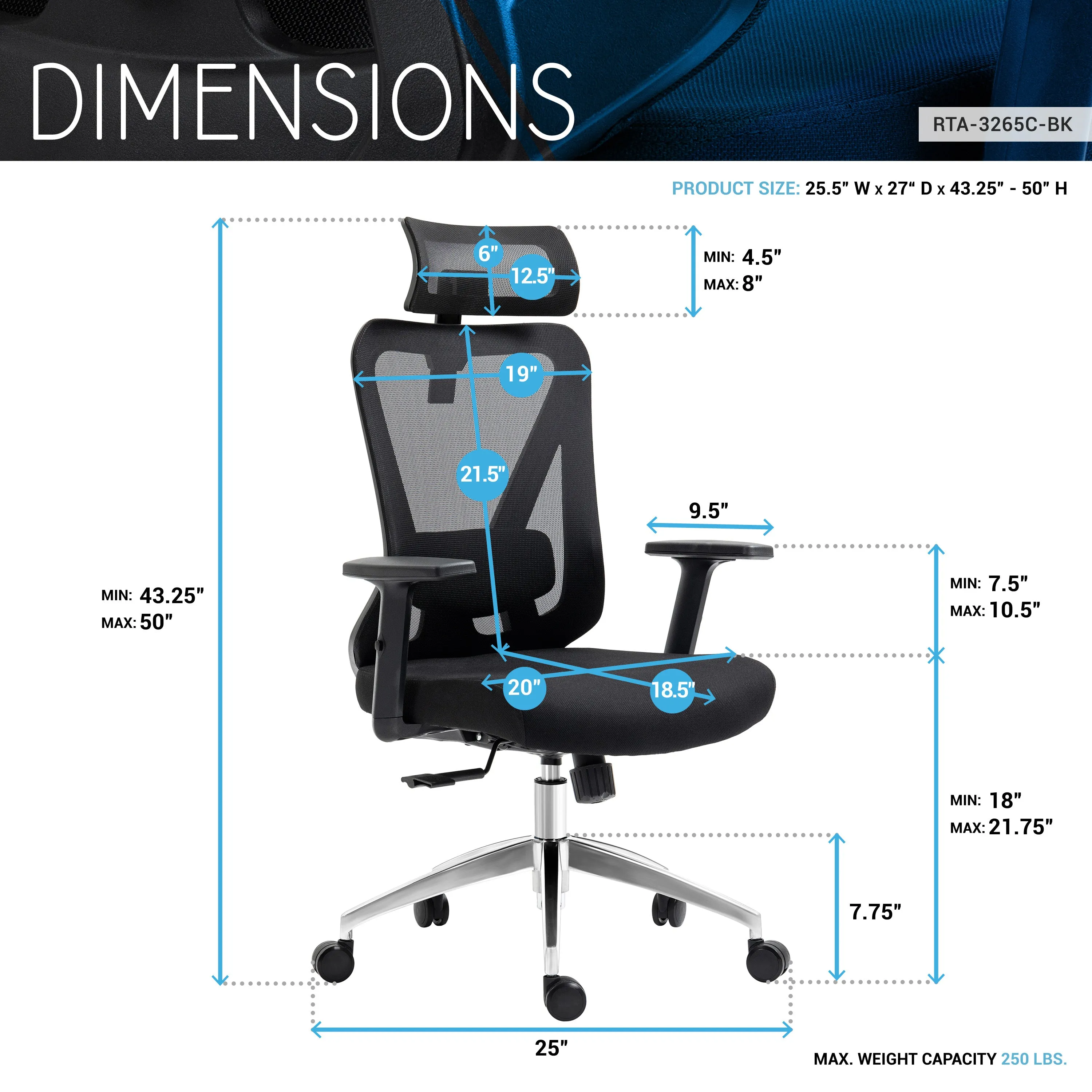 Truly Ergonomic Mesh Office Chair with Headrest & Lumbar Support