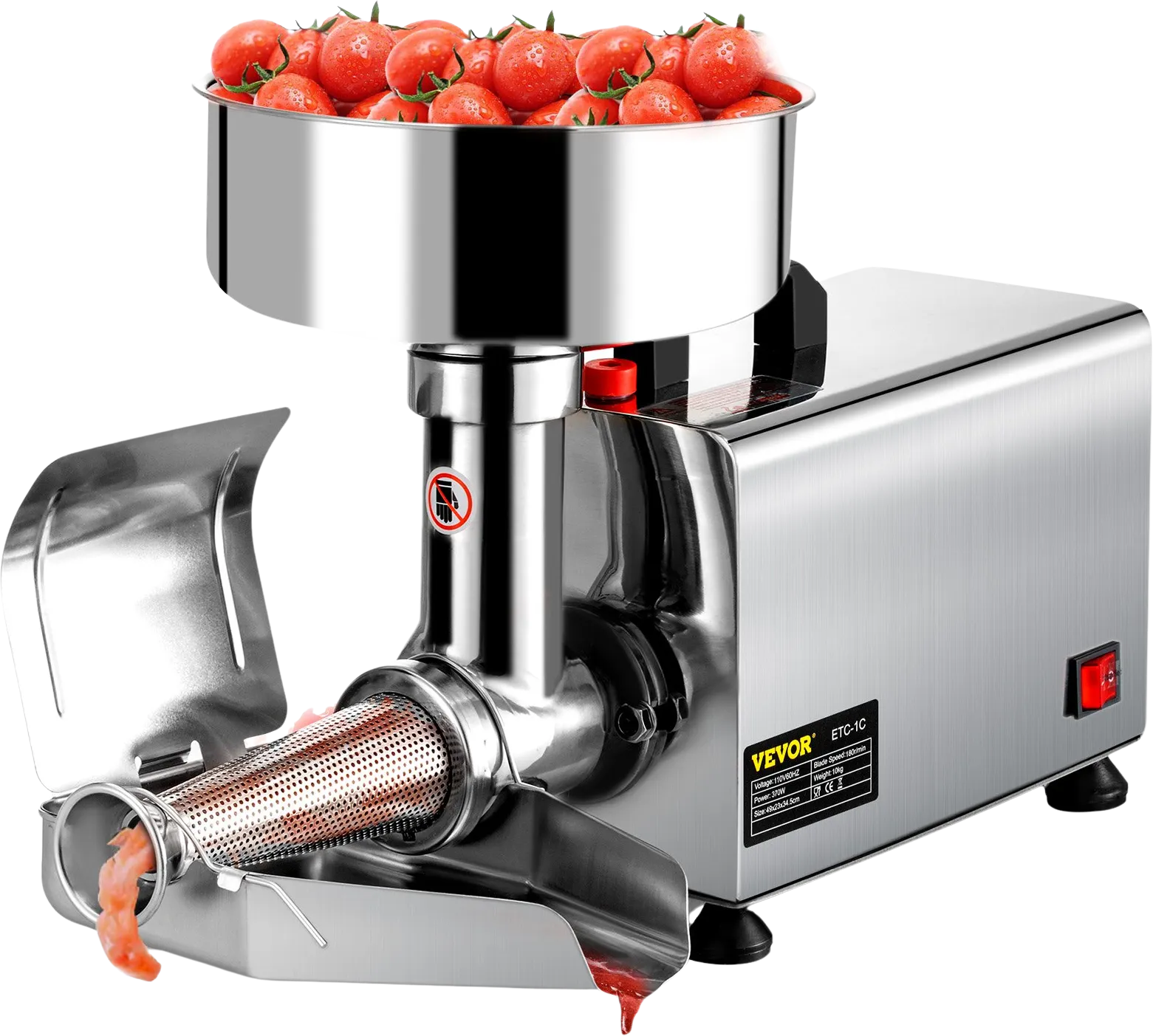 Vevor Electric Tomato Strainer 110V Commercial Grade 370W Stainless Steel 198-330 Lbs. per Hour New