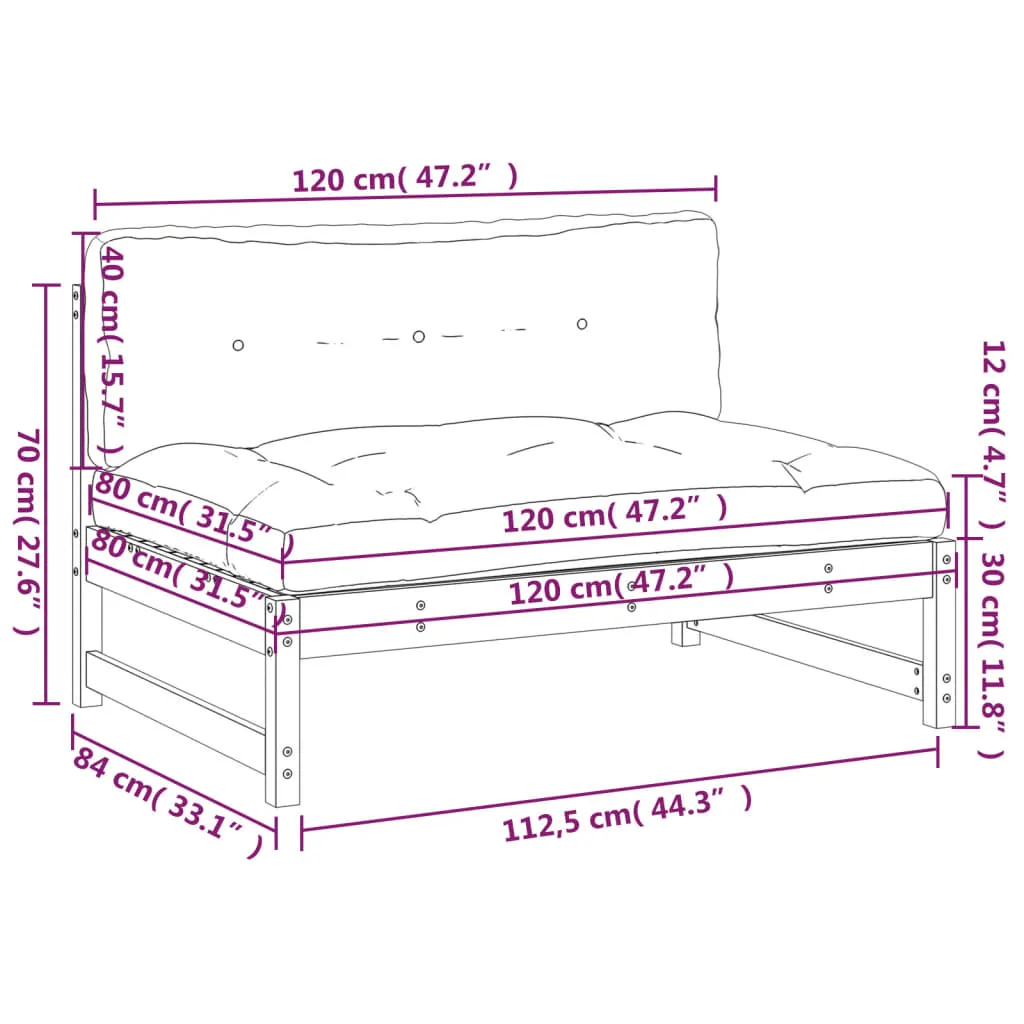 vidaXL Middle Sofa Grey 120x80 cm - Stylish & Comfortable Outdoor Furniture | vidaXL