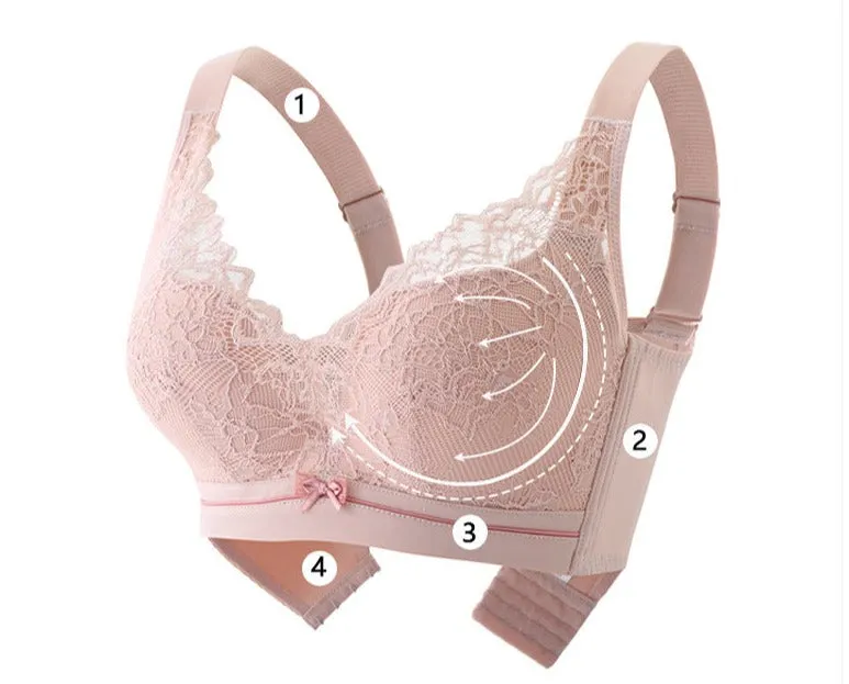 Women Lace Large Size Adjustable Bra Big Breasts Breathable Underwear Full Cup Large Cup Bra