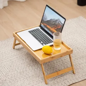 Yeknu Wooden Foldable Table Bed Tray Folding Column Laptop Cooling Holder Adjustable Stand Portable Camping Picnic Desk Drawing Table