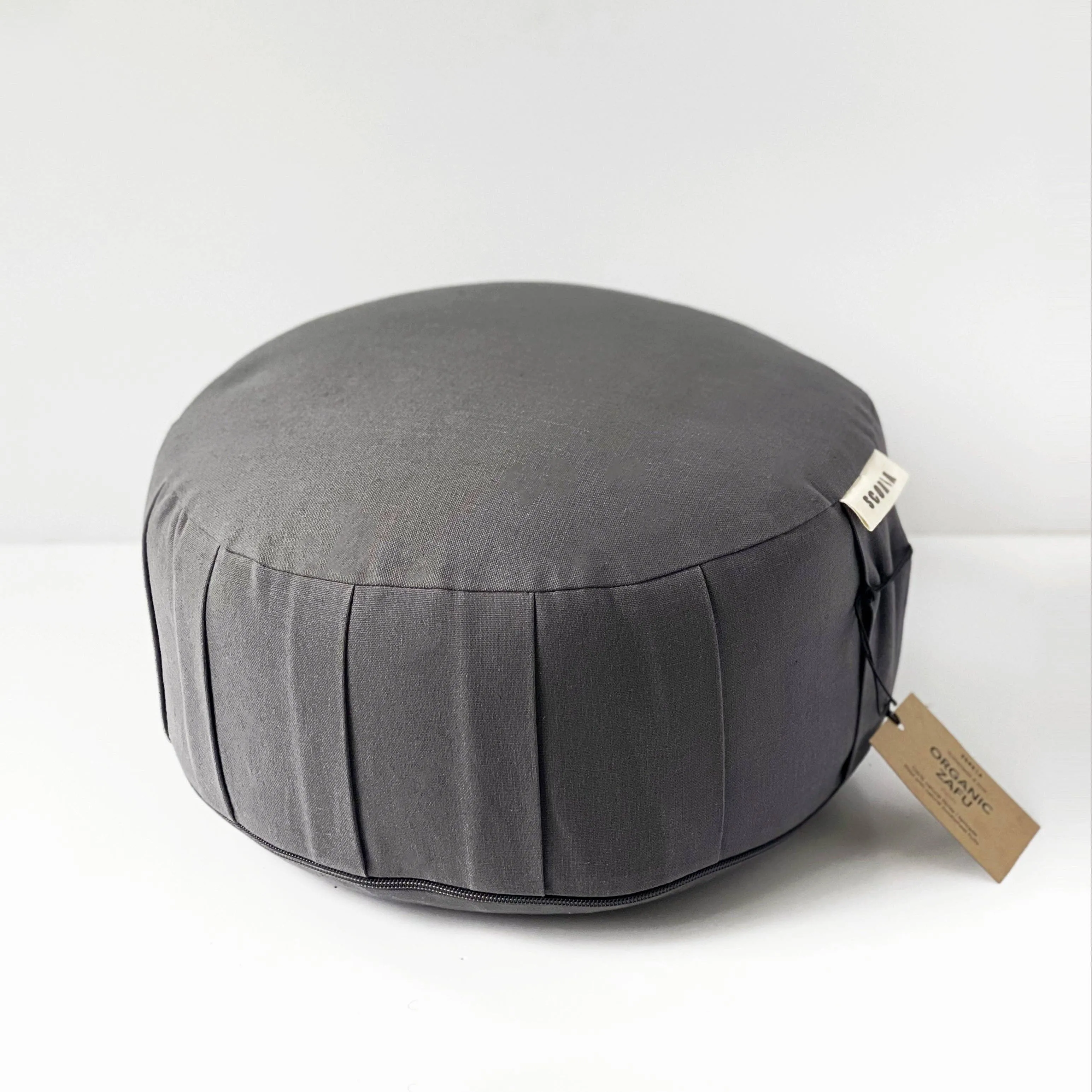 Zafu Natural Meditation Cushion in Shadow Grey by Scoria by Scoria World Inc.